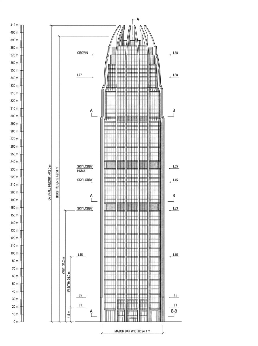 Architectural elevation of Two IFC